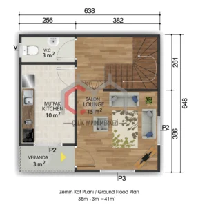 711 zemin kat 82 m2 çizim zemin kat