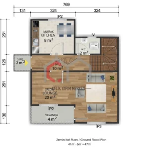 712 Zemin 92 m2 çizim zemin