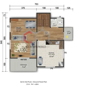 717 zemin kat 118 m2 çizim zemin