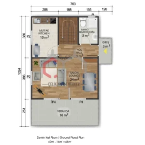 718 zemin kat 120 m2 çizim zemin