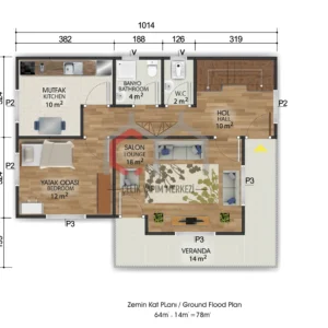 721 zemin kat 142 m2 çizim zemin