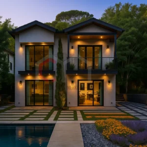 136 m2 4+1 çift katlı prefabrik villa gece 136 m2 4+1 çift katlı prefabrik villa gece