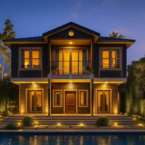 166 m2 4+1 Prefabrik Villa gece 166 m2 4+1 Prefabrik Villa gece