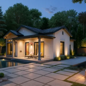 85 m2 Tek Katlı Prefabrik Villa gece 85 m2 Tek Katlı Prefabrik Villa gece