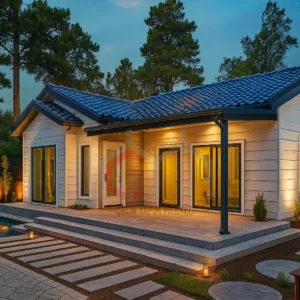 Tek Katlı Prefabrik Villa 98 m2 gece Tek Katlı Prefabrik Villa 98 m2 gece